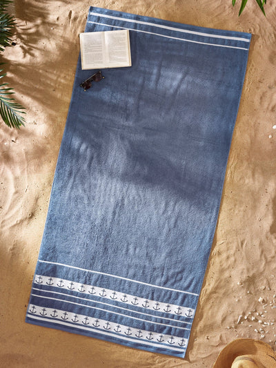 Next Catherine Lansfield Blue Anchors Extra Large Beach Towel 90x180cm- Buy online at McGrocer
