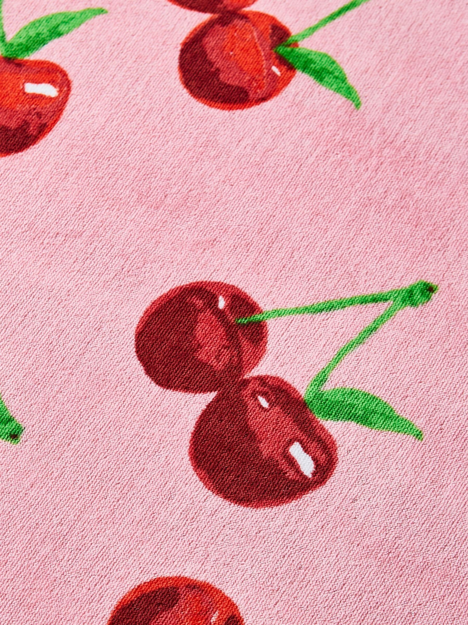 Catherine Lansfield pink cherries cotton beach towel, imported from the UK