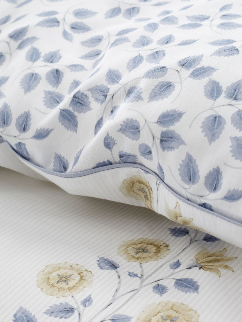 Bianca blue floral satin stripe duvet cover set - British product