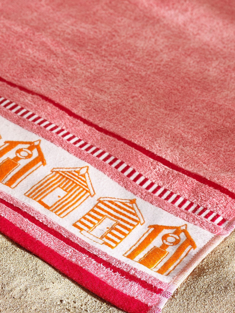 Catherine Lansfield pink beach huts extra large beach towel (British brand)
