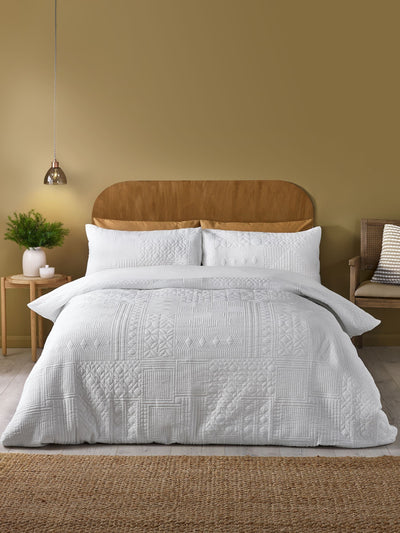 Next Catherine Lansfield White Folkstone Geo Duvet Cover Set- Buy online at McGrocer