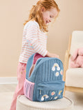 JoJo Maman Bébé quilted denim embroidered medium backpack, imported from the UK