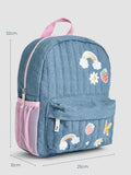 JoJo Maman Bébé quilted denim embroidered medium backpack, imported from the UK
