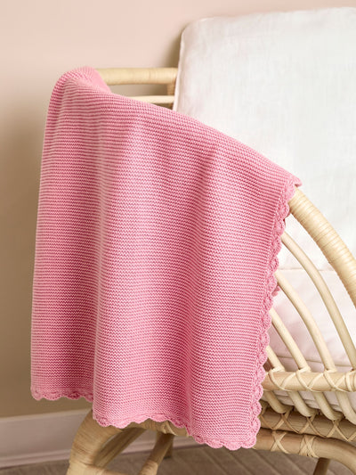 Next JoJo Maman Bébé Dusky Pink Scalloped Edge Baby Blanket 90 x 70 cm- Buy online at McGrocer