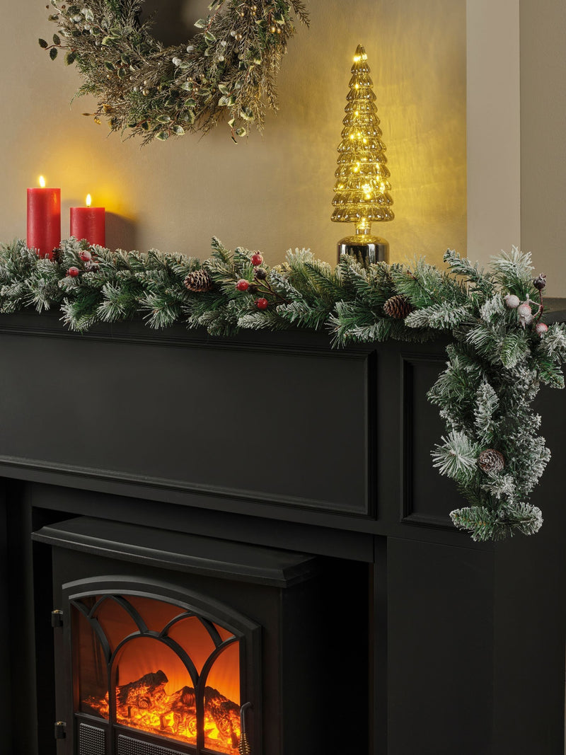 Everlands Green Windham Spruce Frosted Christmas Garland 270cm - British product
