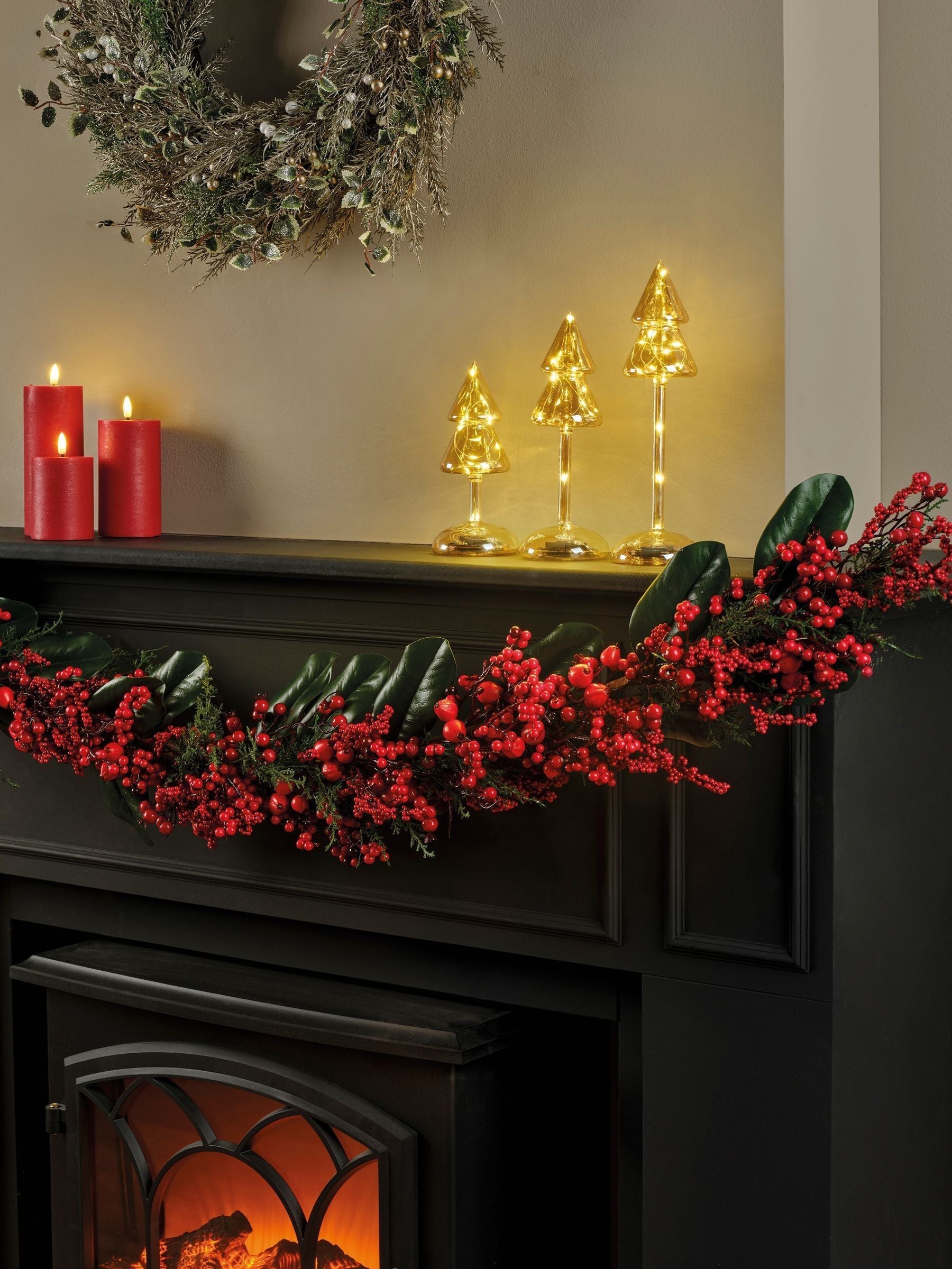 Everlands Christmas garland red berry 180cm - British product