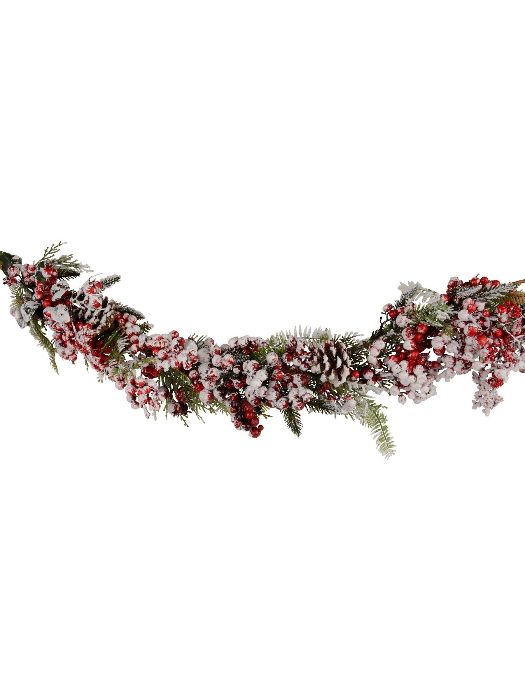 Everlands Red Snowy Berry Christmas Garland 180cm - British product