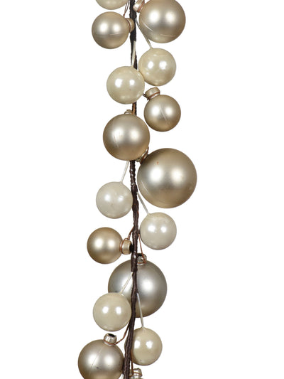 Decoris perlehvit, knusesikker juleguirlande med kuler, 180 cm