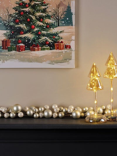 Decoris perlehvit, knusesikker juleguirlande med kuler, 180 cm