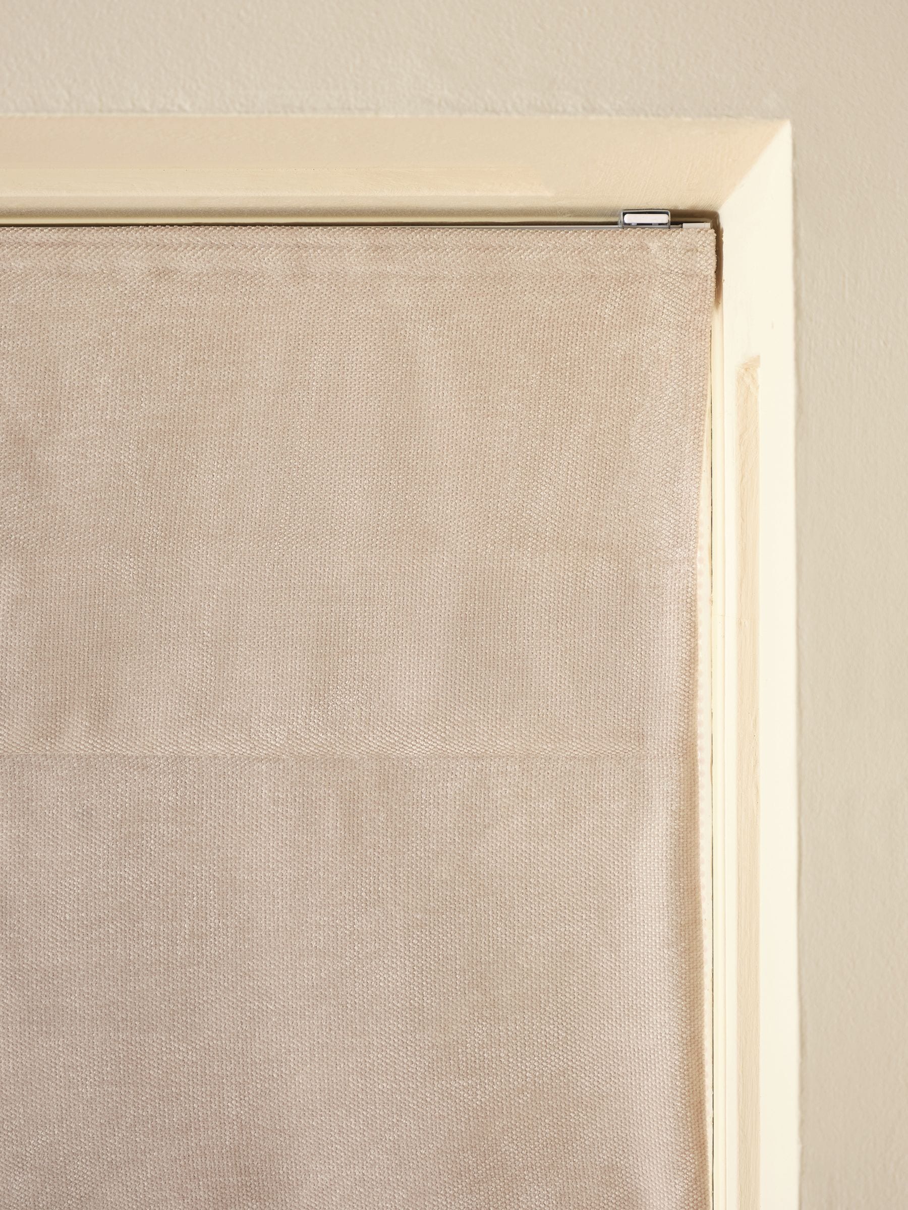 Natural blackout roman blind fine chenille, imported from the UK