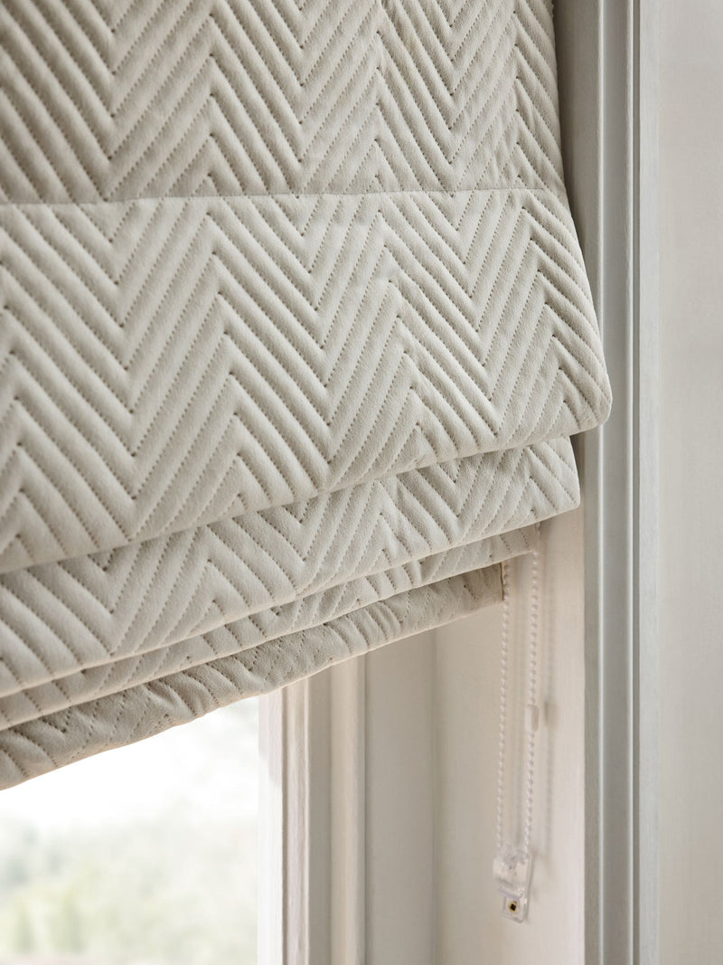 Madison quilted velvet roman blind natural cream - British product