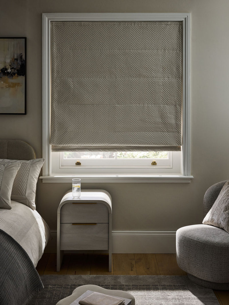 Madison quilted velvet roman blind natural cream - British product