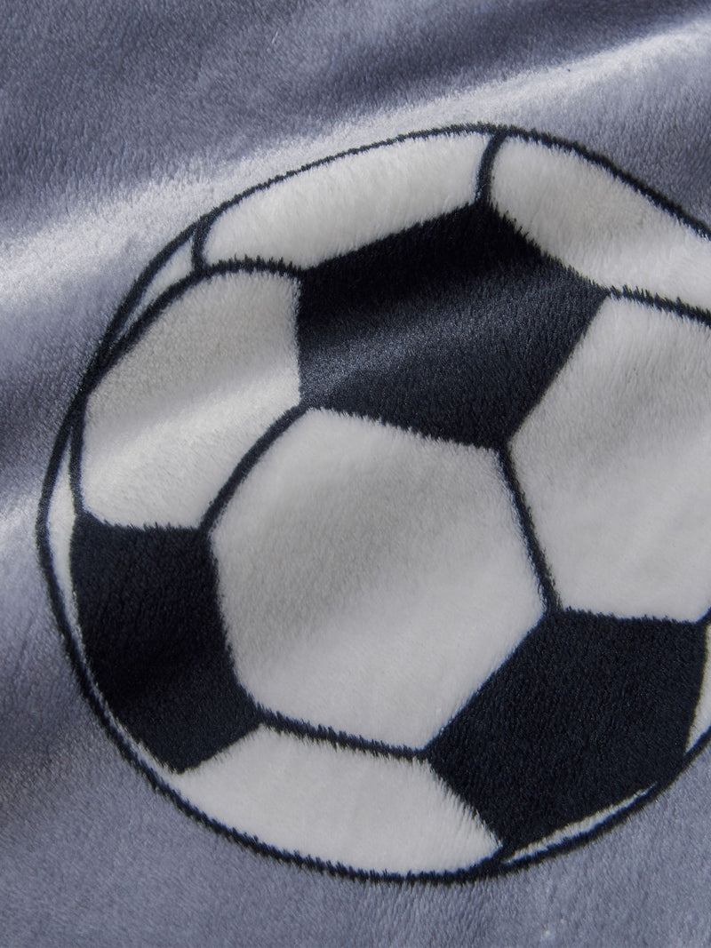 Catherine Lansfield grey football fleece throw 130x170cm - British product