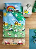 Catherine Lansfield green farmyard animals fitted sheet - British product