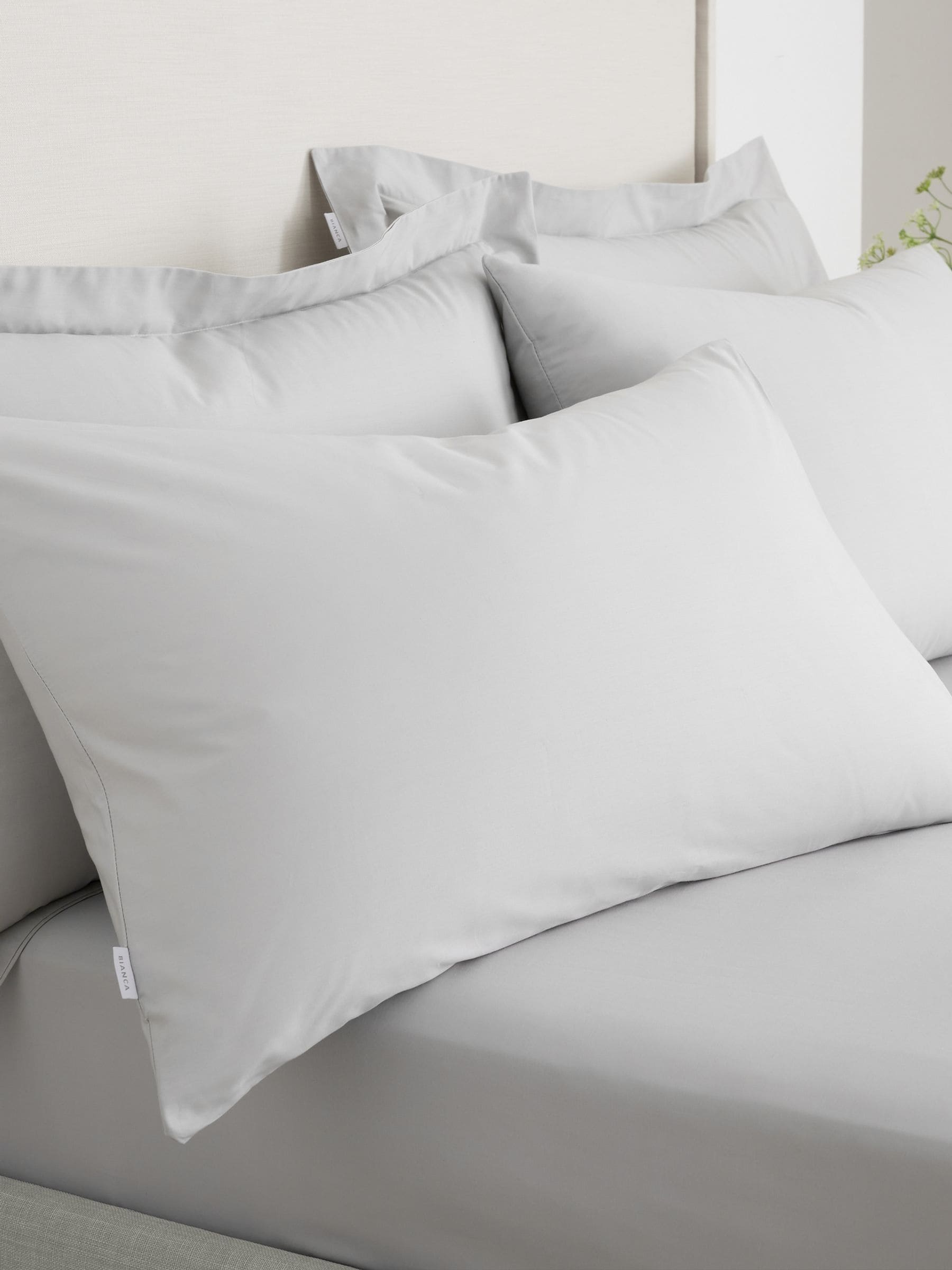 Bianca blue cotton pillowcase pair 200 thread count (British brand)
