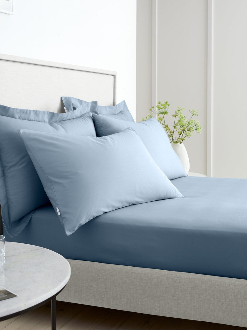 Bianca blue cotton pillowcase pair 200 thread count (British brand)