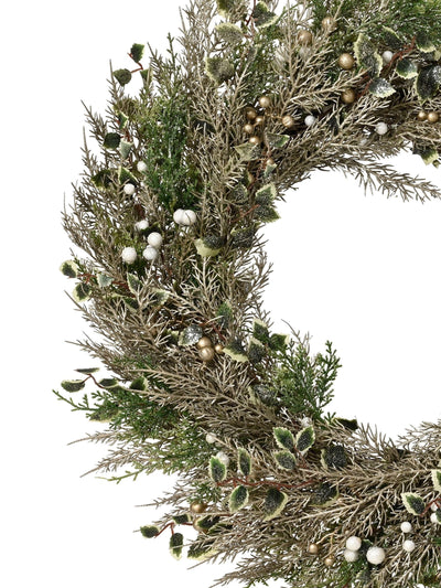 Everlands Weihnachtskranz Beeren und Blattwerk Champagnertöne 60cm