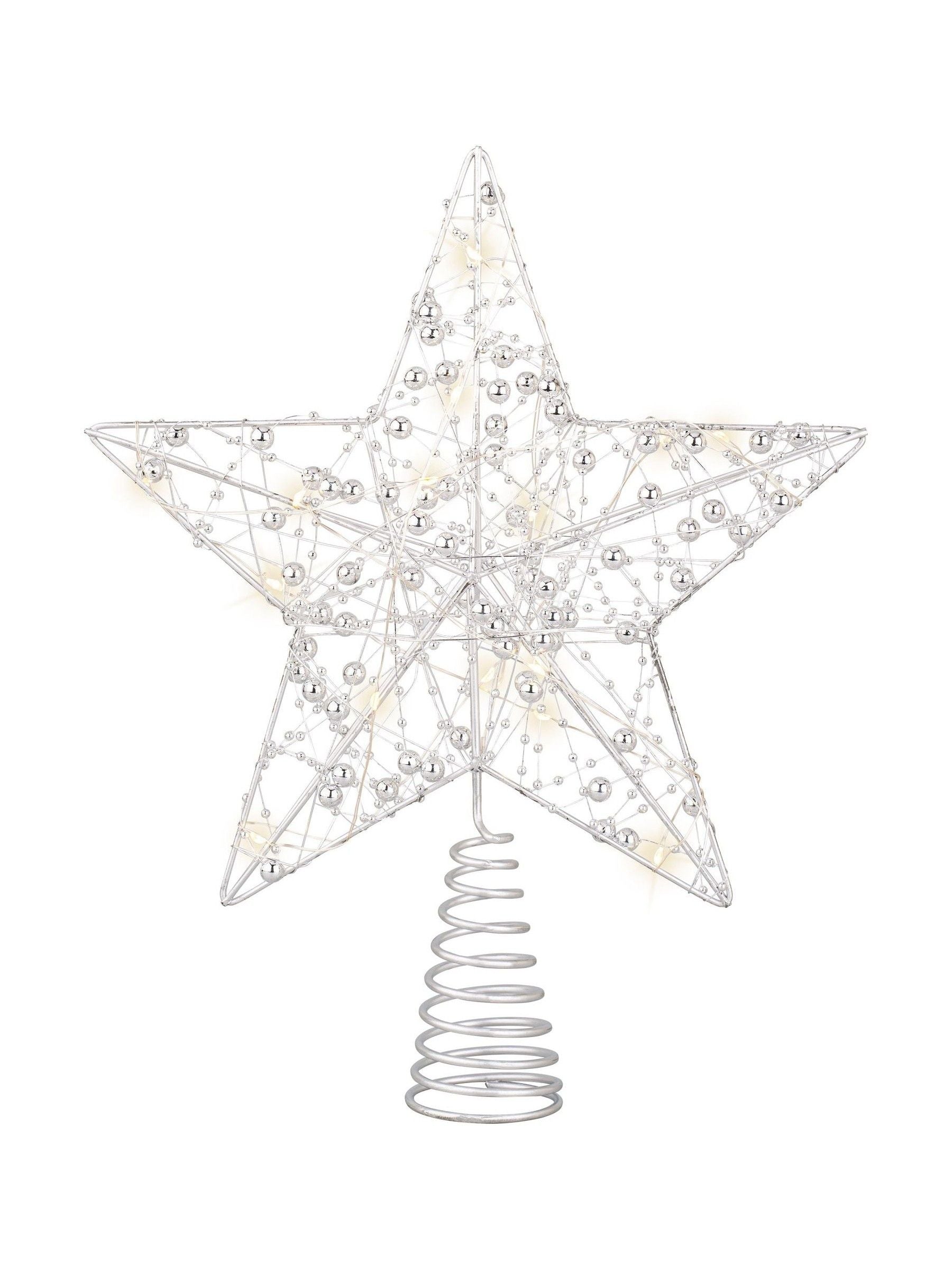 Lumineo silver tone LED star Christmas tree topper, imported from the UK