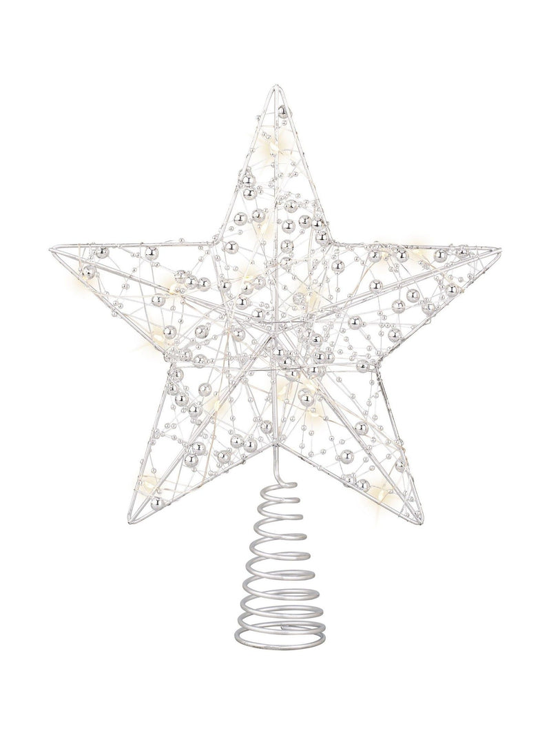 Lumineo silver tone LED star Christmas tree topper, imported from the UK