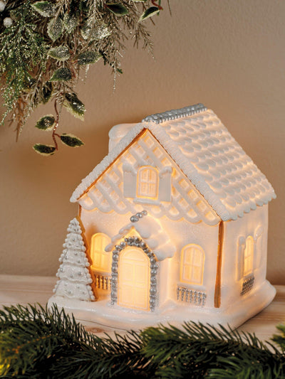 Next Lumineo White Pre Lit LED Christmas House Ornament- Buy online at McGrocer