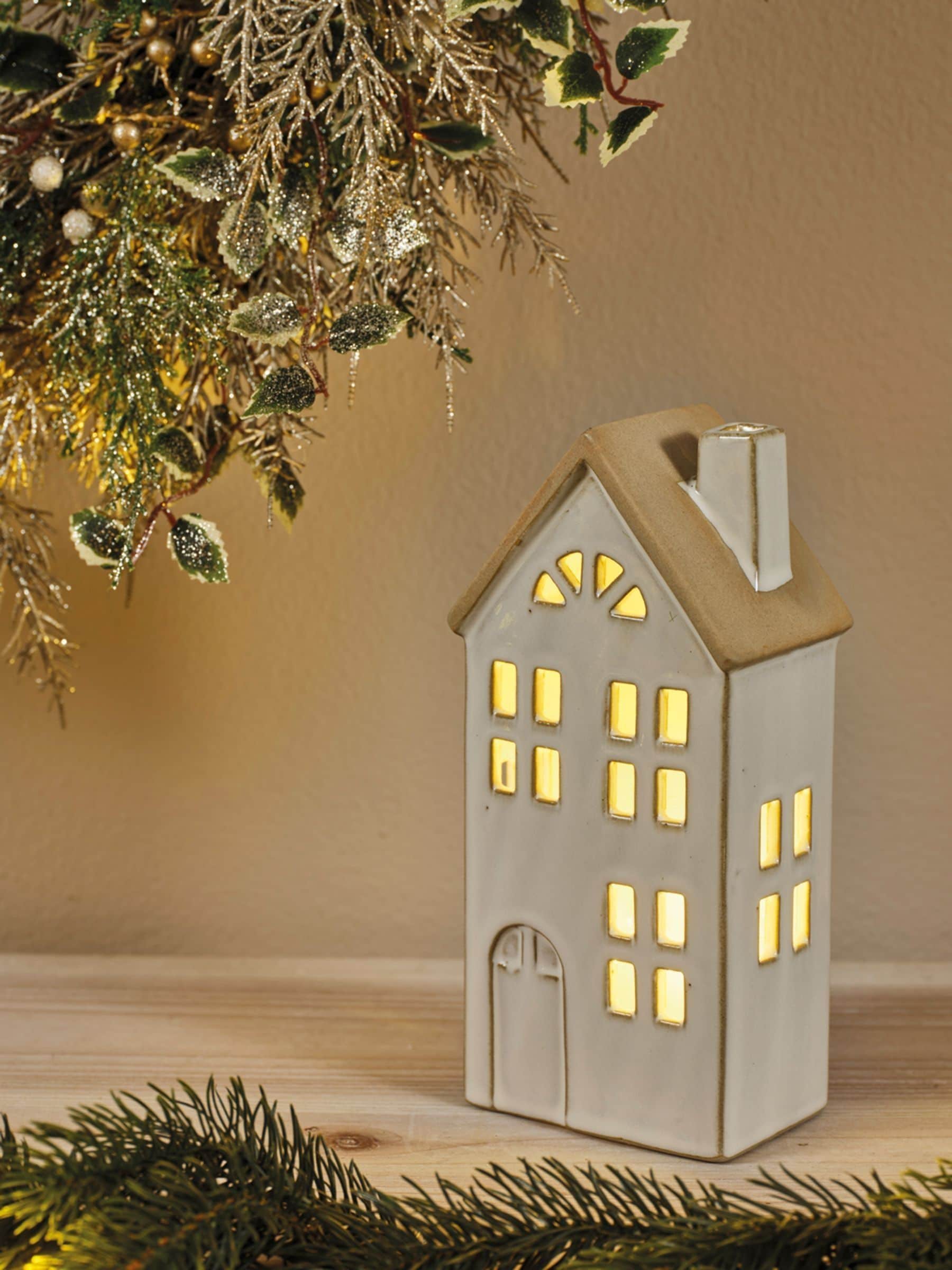 Lumineo white LED porcelain Christmas house ornament, imported from the UK