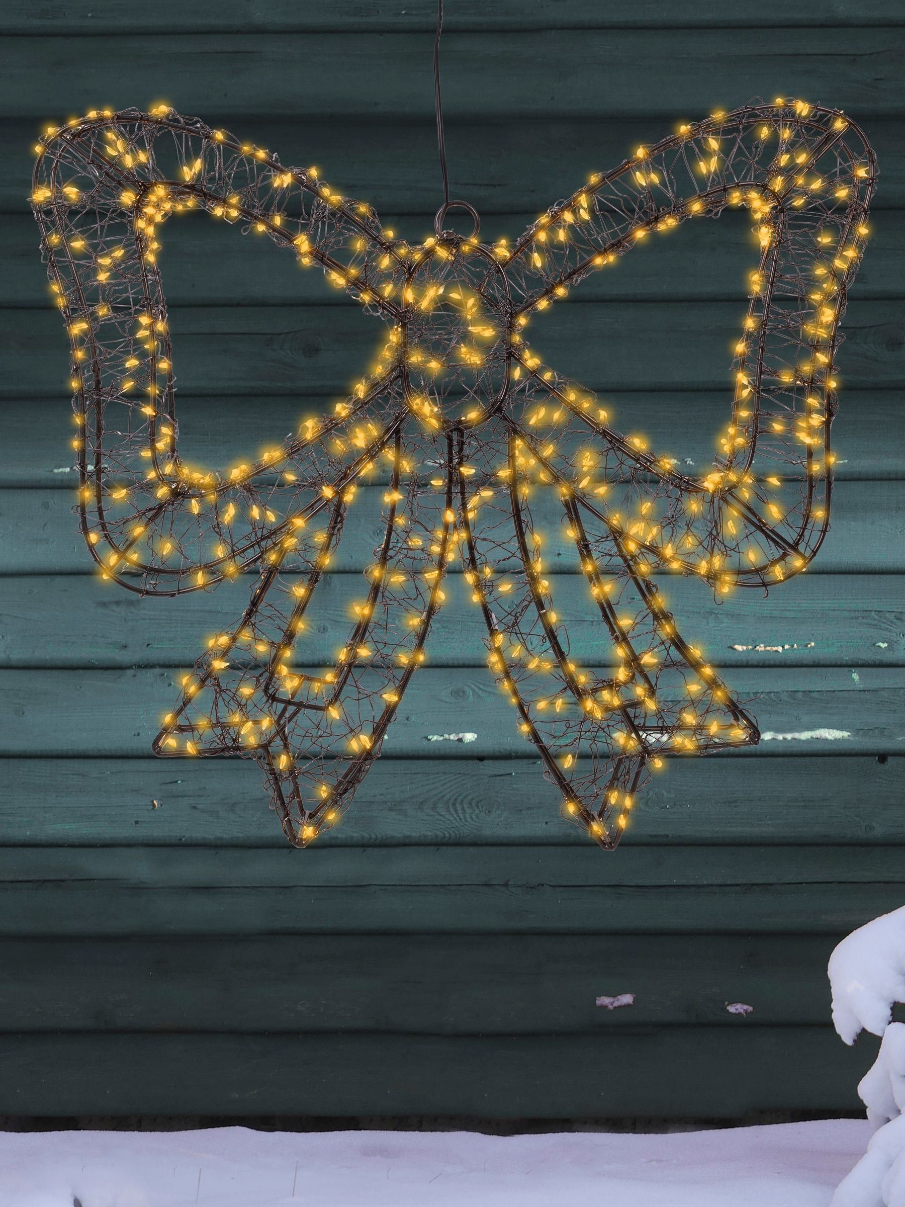 Lumineo LED bow Christmas decoration black warm white 38cm (British brand)