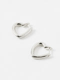 Small Silver Plated Heart Profile Hoop Earrings with Clicker Clasp