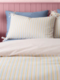 Catherine Lansfield pastel stripe duvet cover set with bow ties - British product