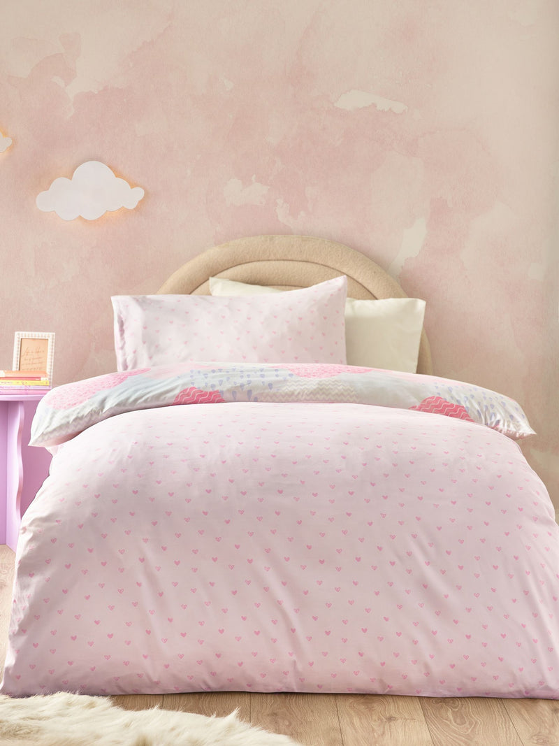 Catherine Lansfield pink duvet cover set single - British product