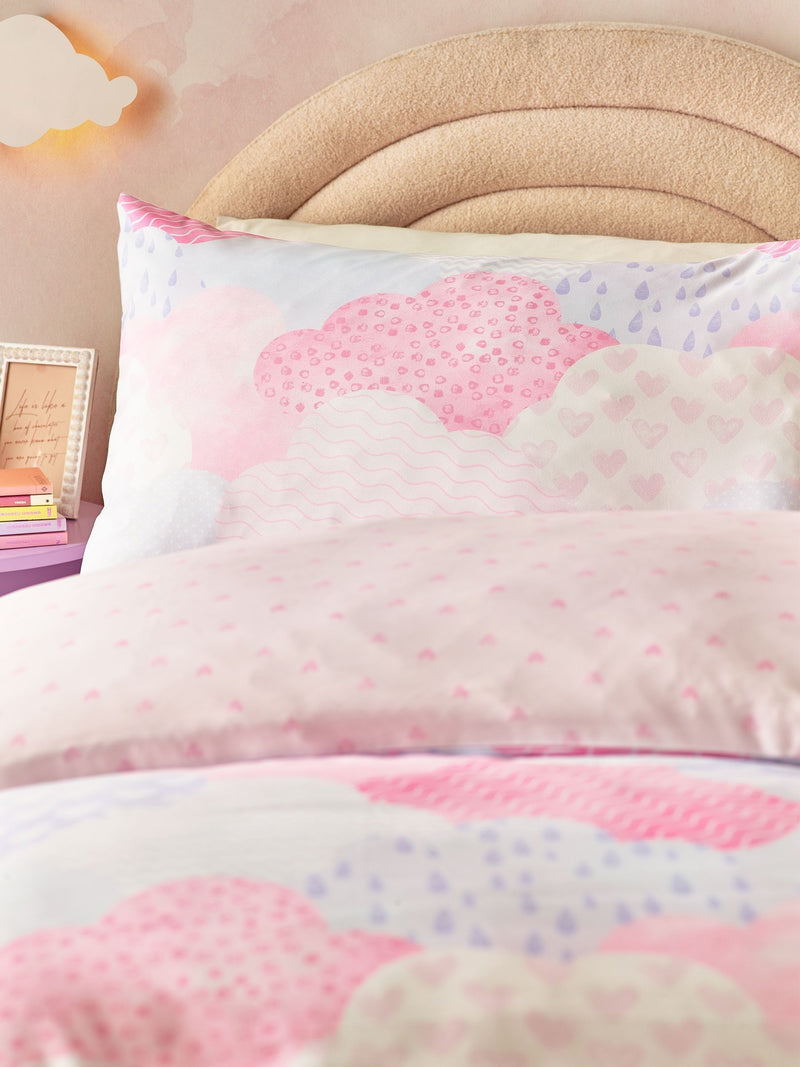 Catherine Lansfield pink duvet cover set single - British product