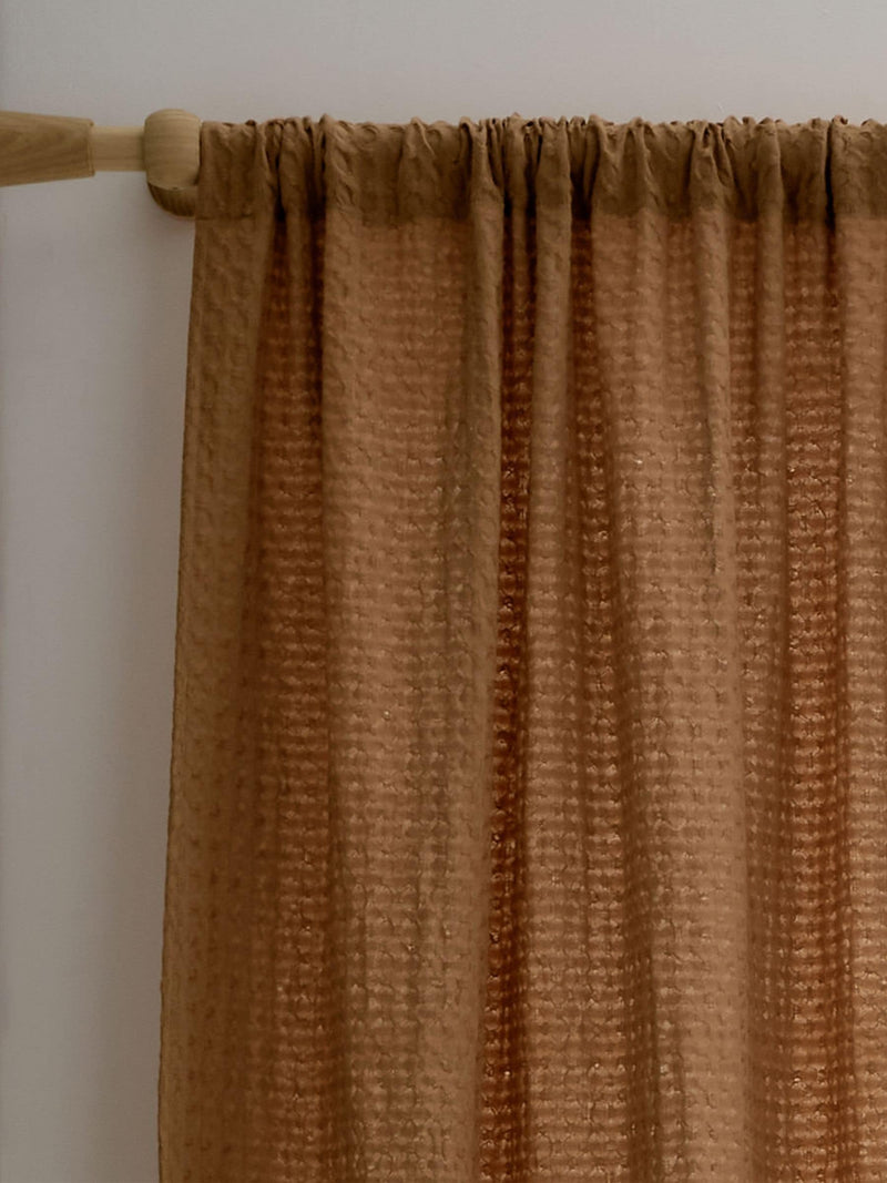 Pineapple Elephant Caramel Muscat Waffle Slot Top Voile Curtains Panel