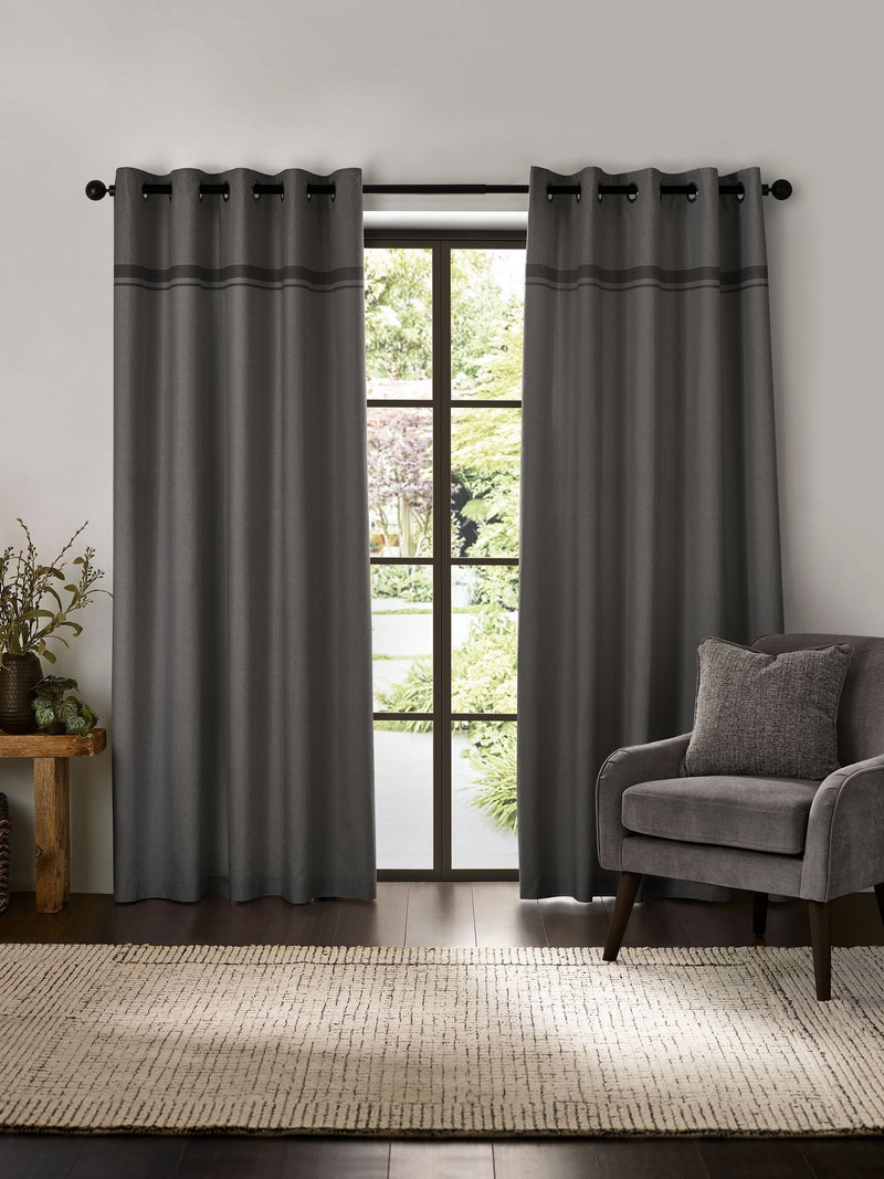Catherine Lansfield Grey Melville lined eyelet curtains 117x137cm (British brand)