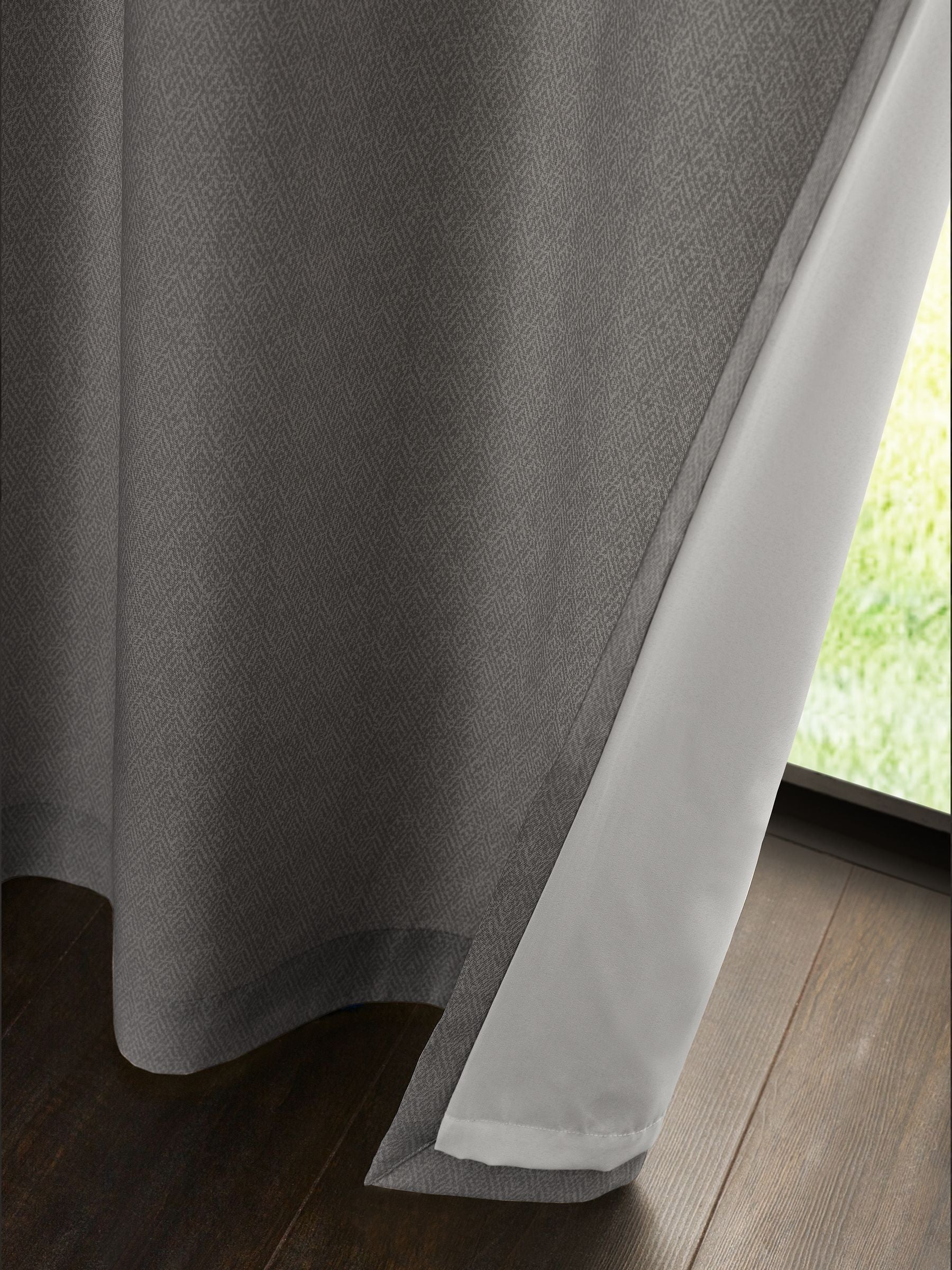 Catherine Lansfield Grey Melville lined eyelet curtains 117x137cm (British brand)