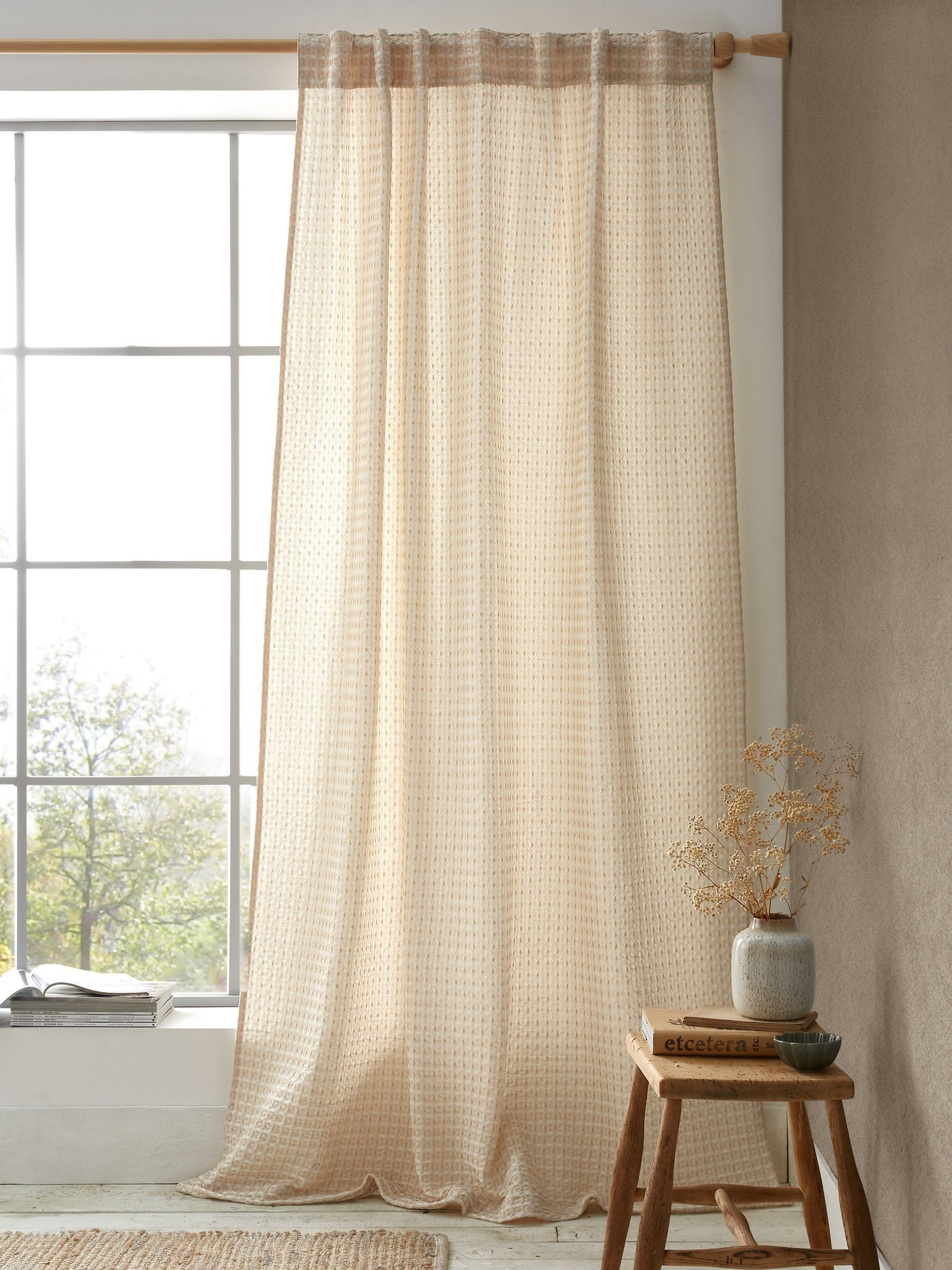 Pineapple Elephant voile curtain panel Natural Muscat 140x183cm - British product