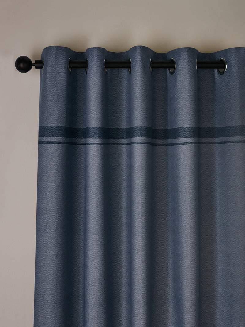 Catherine Lansfield Blue Melville Lined Eyelet Curtains