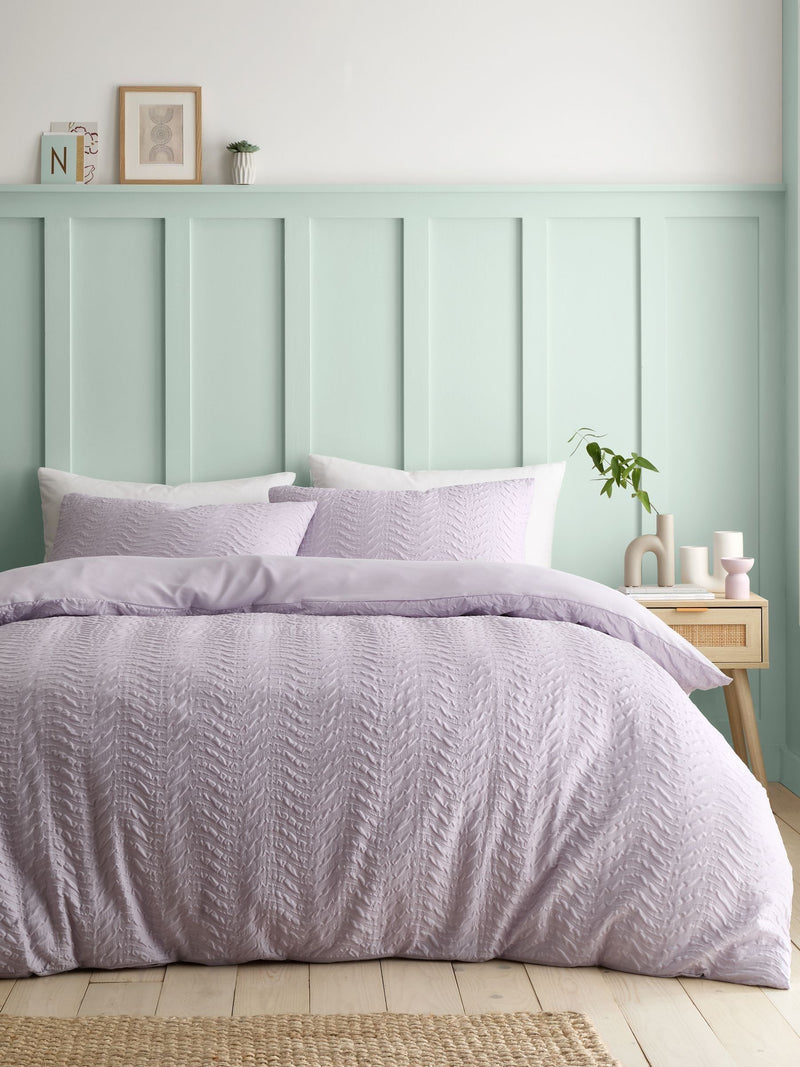 Catherine Lansfield lilac heatset wave duvet cover set - British product
