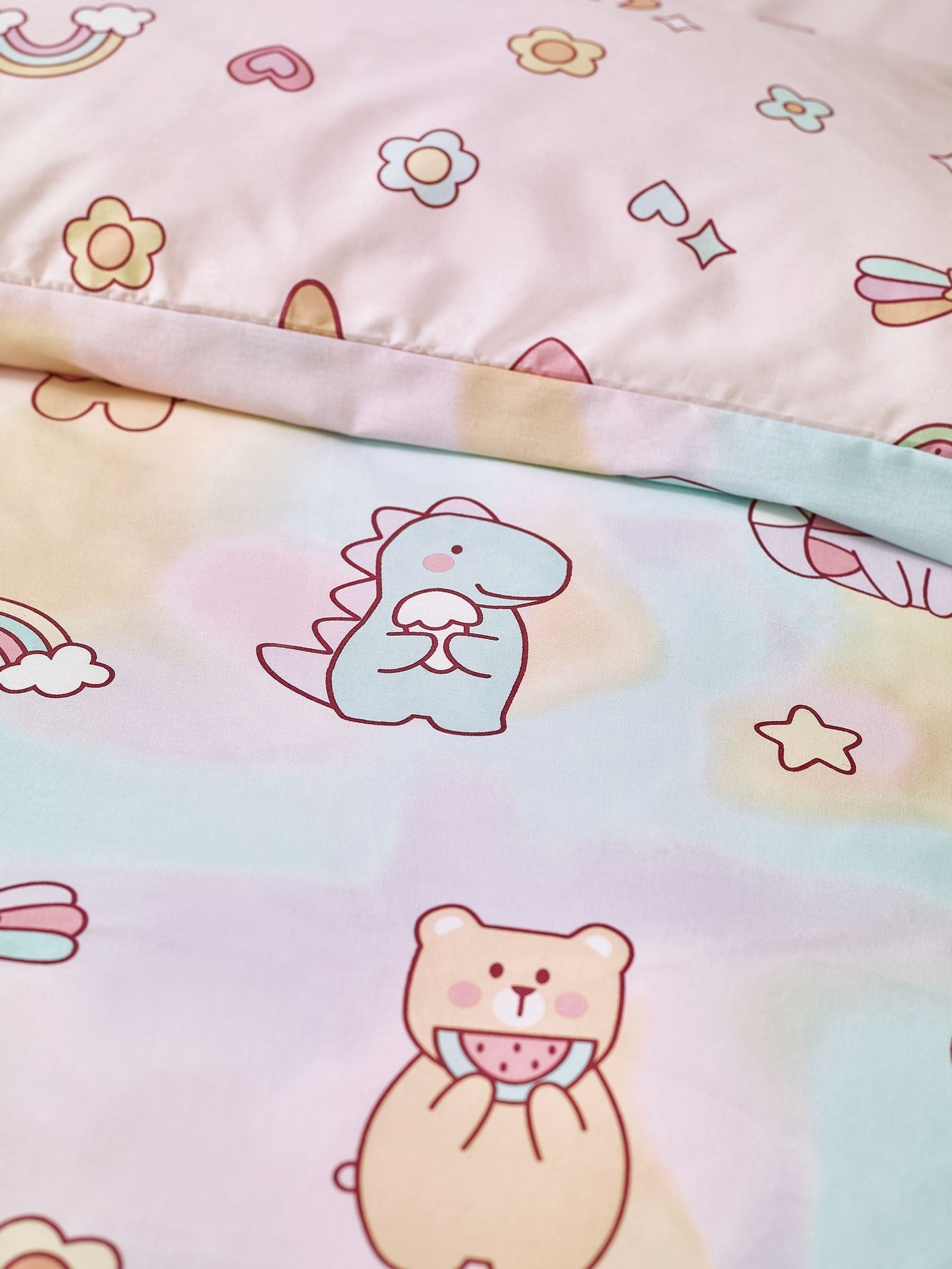 Catherine Lansfield Pastel Forever Together reversible duvet cover set - British product
