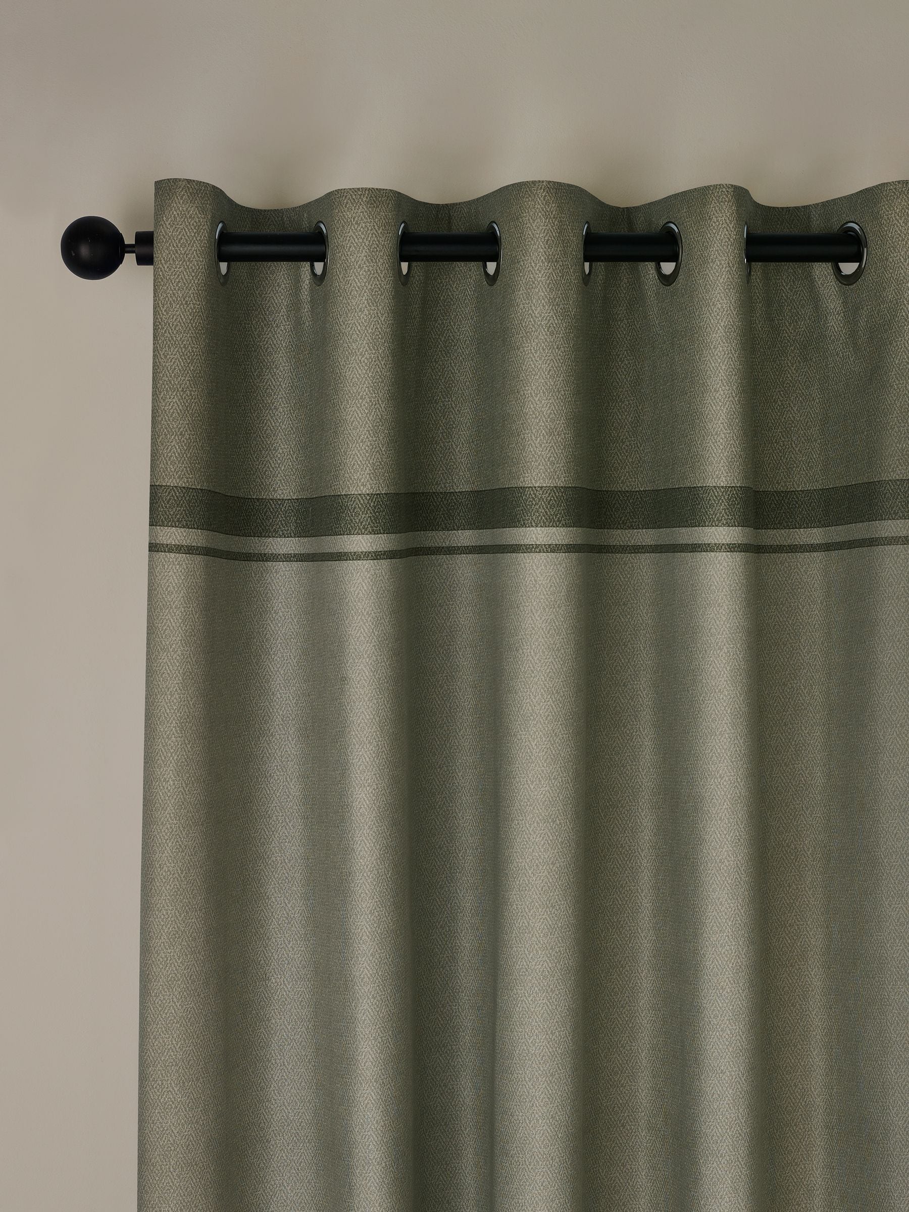 Catherine Lansfield Green Melville Lined Eyelet Curtains