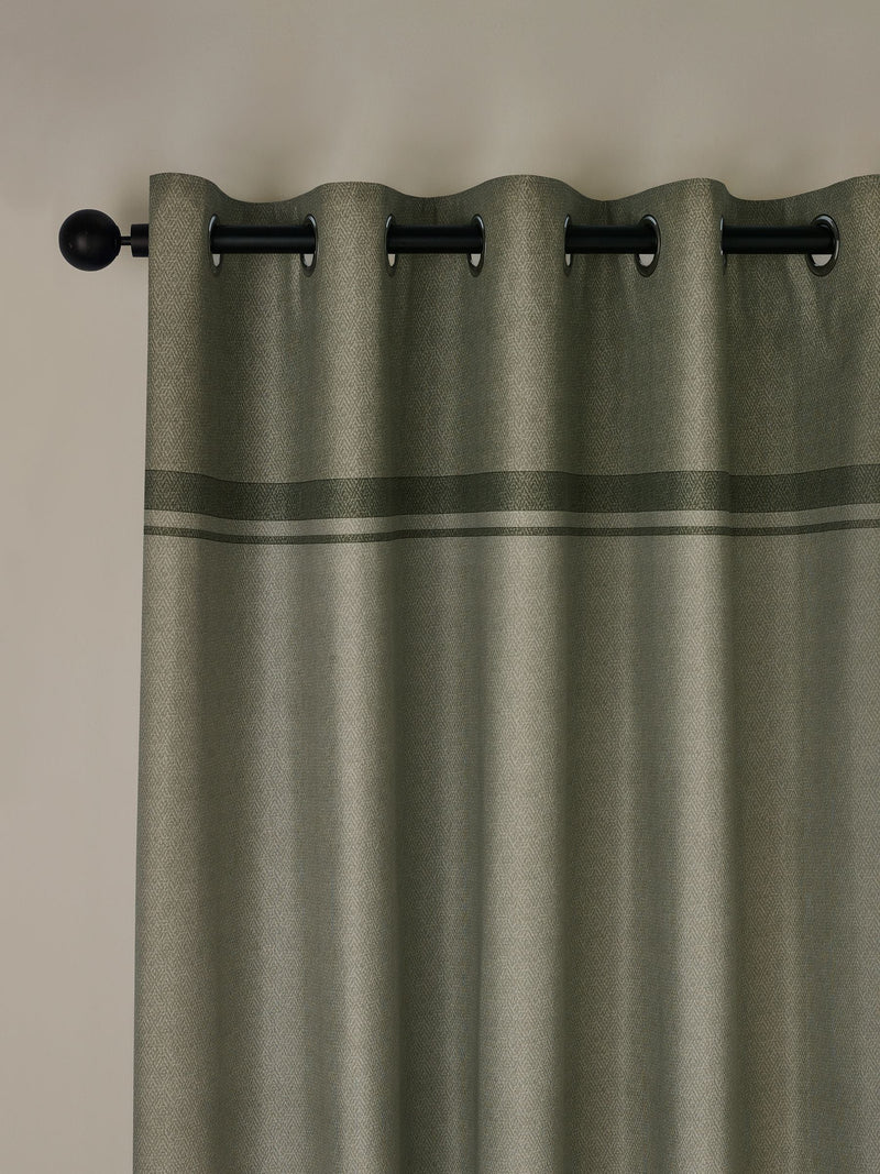 Catherine Lansfield Green Melville Lined Eyelet Curtains