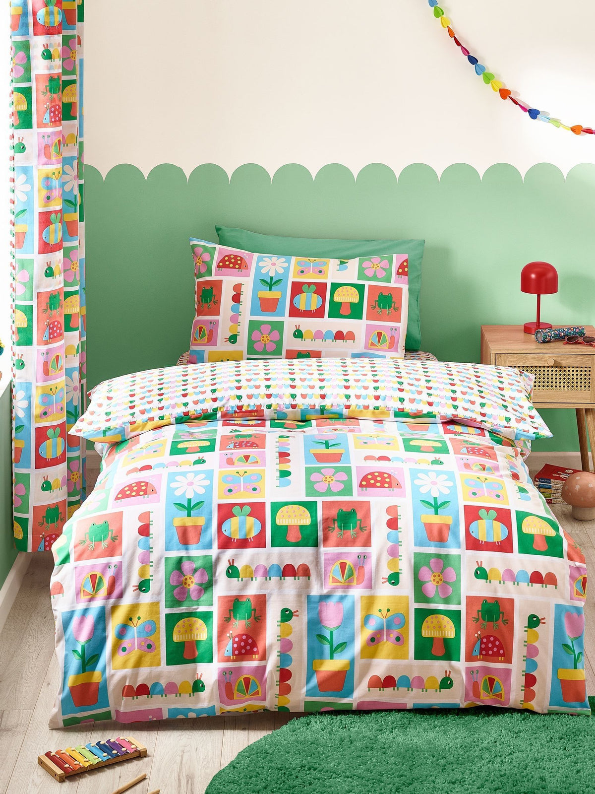 Catherine Lansfield Bright Curious Caterpillar Reversible Duvet Cover Set