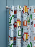 Catherine Lansfield Blue Digger Dreams fully reversible curtains 168x183cm, imported from the UK