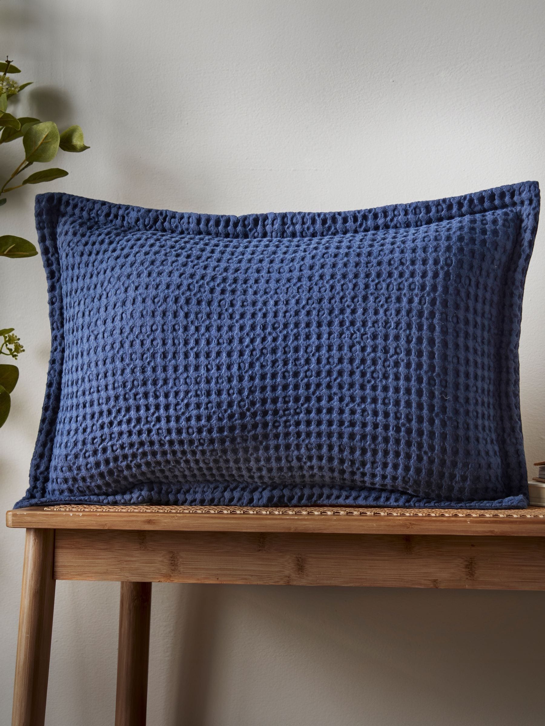 Pineapple Elephant Navy Jaipur Chunky Waffle Cotton Cushion