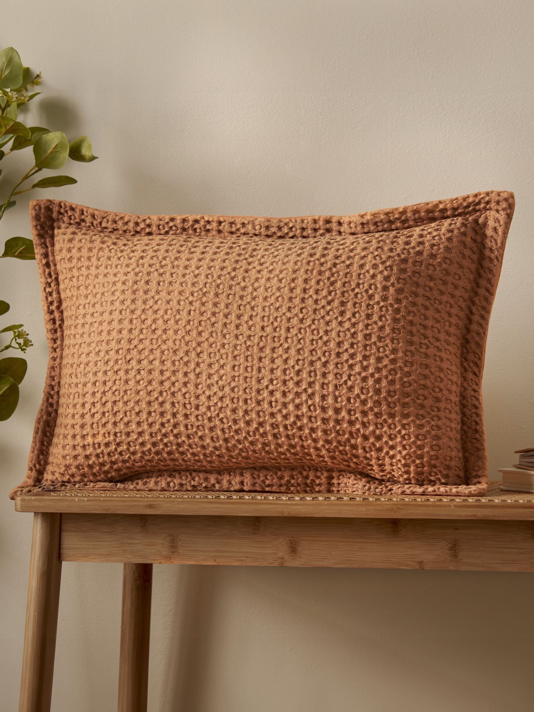 Pineapple Elephant Caramel Jaipur Chunky Waffle Cotton Cushion