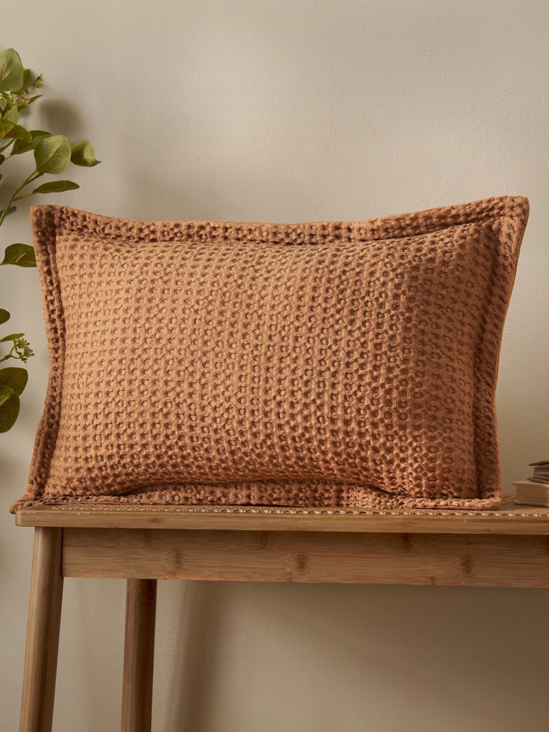 Pineapple Elephant Caramel Jaipur Chunky Waffle Cotton Cushion