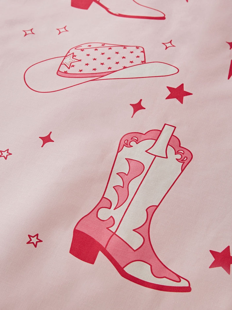Sassy B Pink Cowgirl Boots Reversible Duvet Cover Set