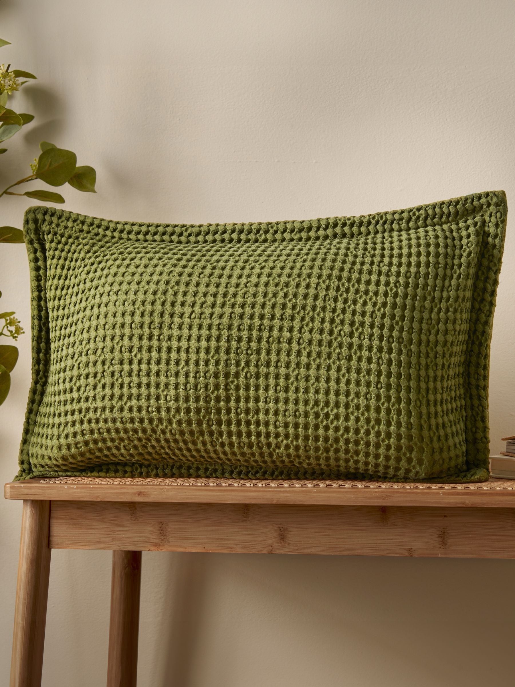 Pineapple Elephant Olive Jaipur Chunky Waffle Cotton Cushion