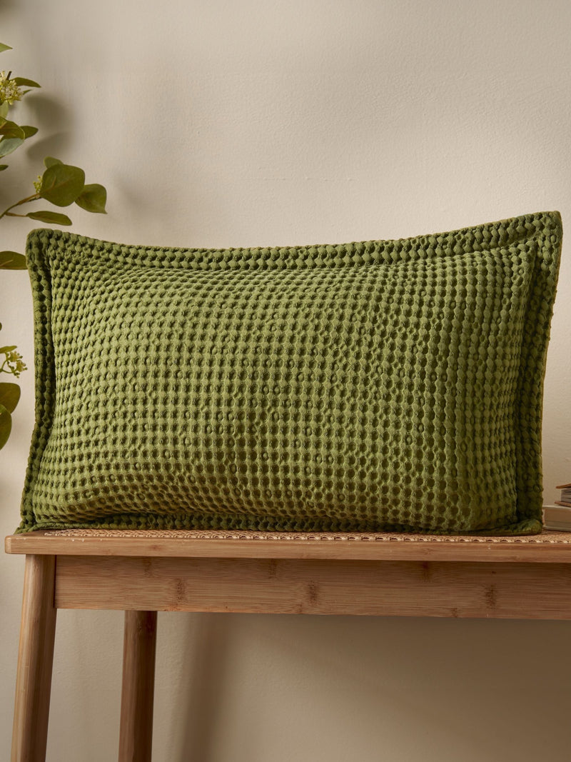 Pineapple Elephant Olive Jaipur Chunky Waffle Cotton Cushion