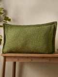 Pineapple Elephant Olive Jaipur Chunky Waffle Cotton Cushion