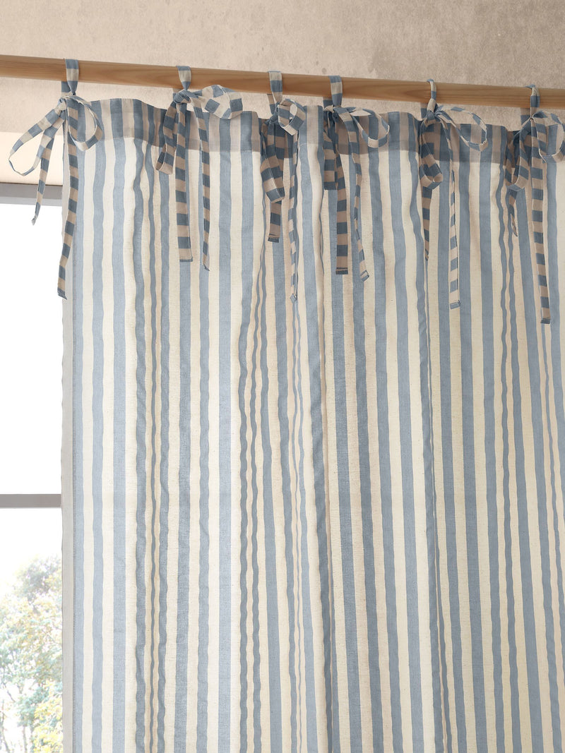Pineapple Elephant blue Zanzibar voile curtains 140x183cm (British brand)
