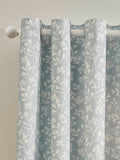 Catherine Lansfield Duck Egg Brooke Floral Print Lined Eyelet Curtains